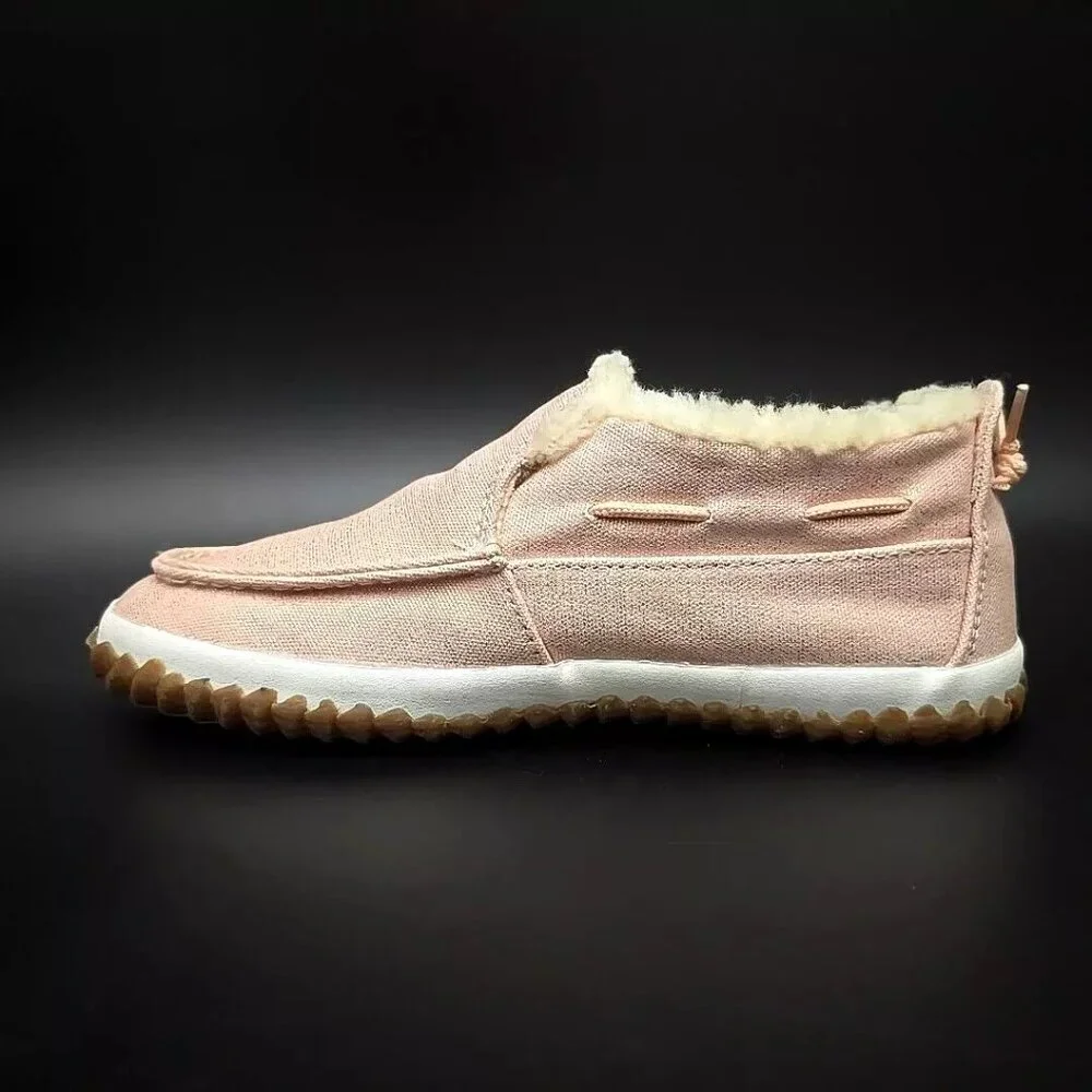 Sperry Moc Sider Blush Faux Fur Lining Fashion Boot Shoes Big Girls Size 2M